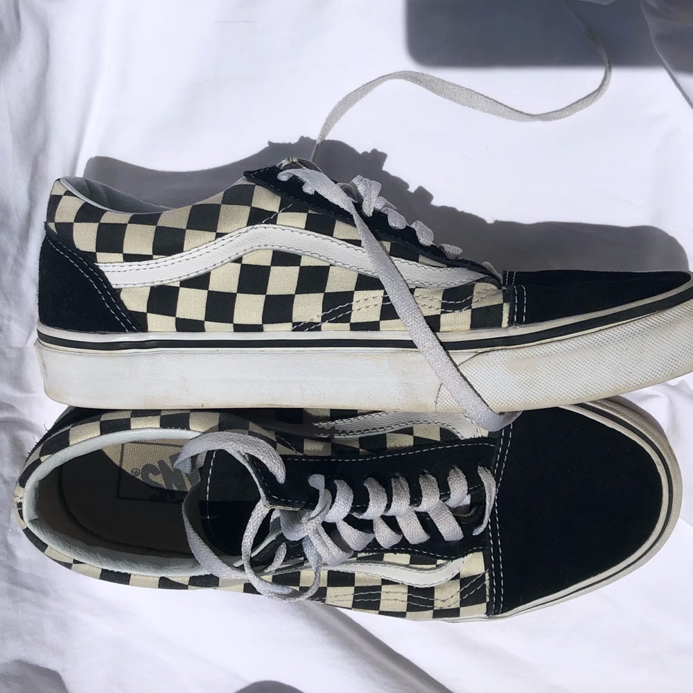 checkered old skool vans (worn)